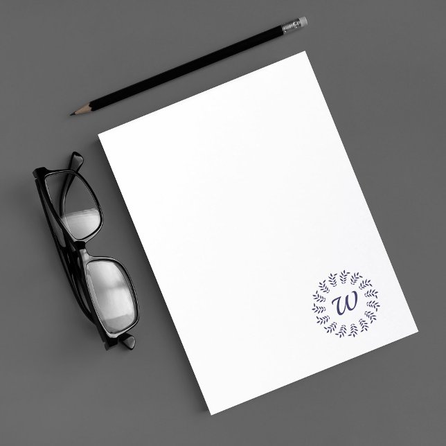 Black laurel wreath monogrammed notepad (Creator Uploaded)