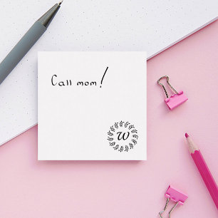 Black laurel wreath monogrammed post-it notes