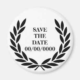 Black Laurel Wreath Save-the-Date Magnet