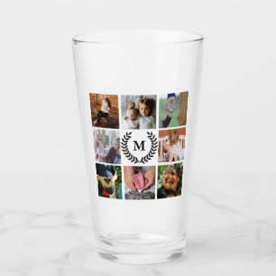 Black Laurels 8 Photo Collage   Monogram Glass