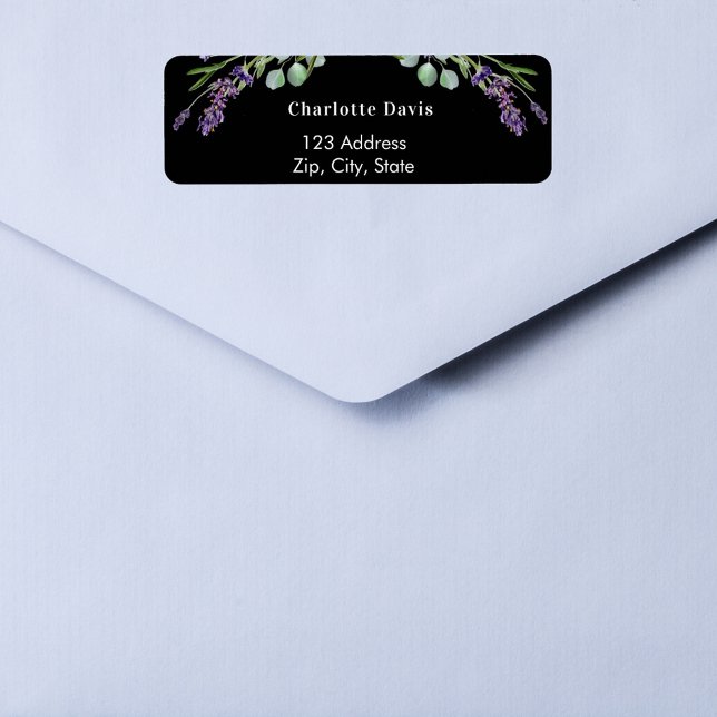 Black lavender eucalyptus greenery return address label (Creator Uploaded)