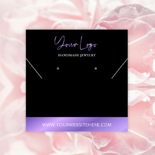 Black & Lavender Foil Effect Chic Jewellery Displa Square Business Card