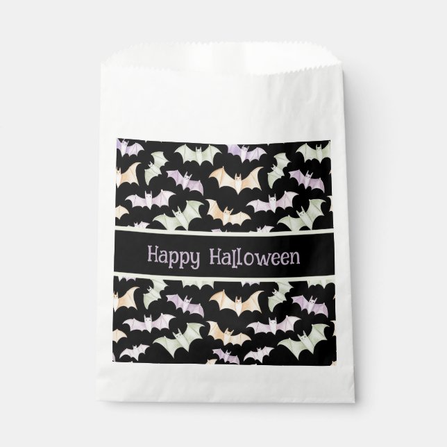 Black Lavender Mint Bats Halloween Favour Bag (Front)