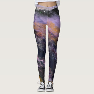 Black, Lavender & Peach Leggings - "Galaxy"