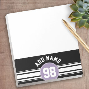 Black & Lavender Sports Jersey Custom Name Number Notepad