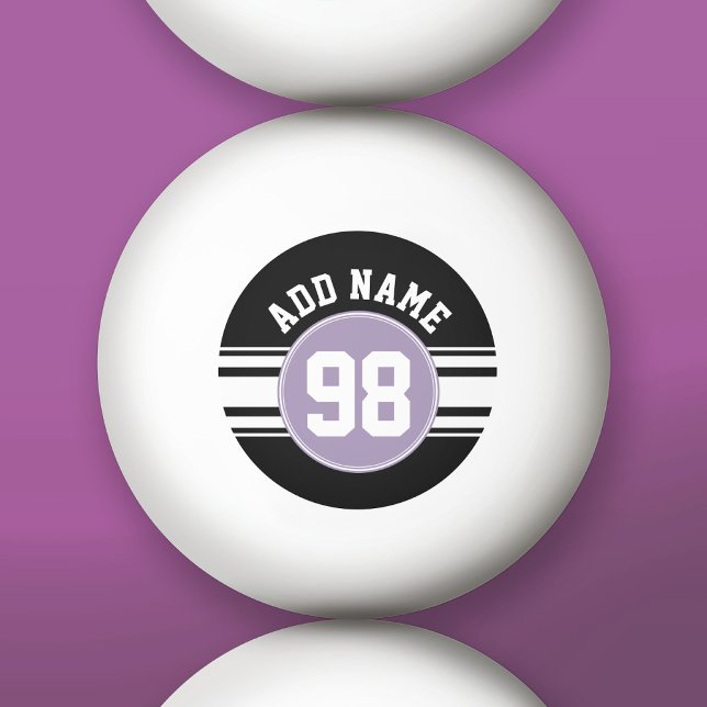 Black & Lavender Sports Jersey Custom Name Number Ping Pong Ball (Custom Ping Pong Balls)