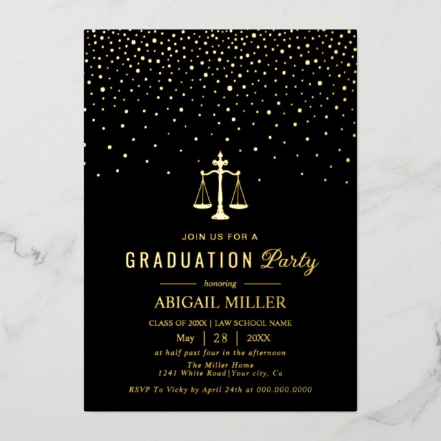 Black Law school Class Of 2026 graduation confetti (Front)