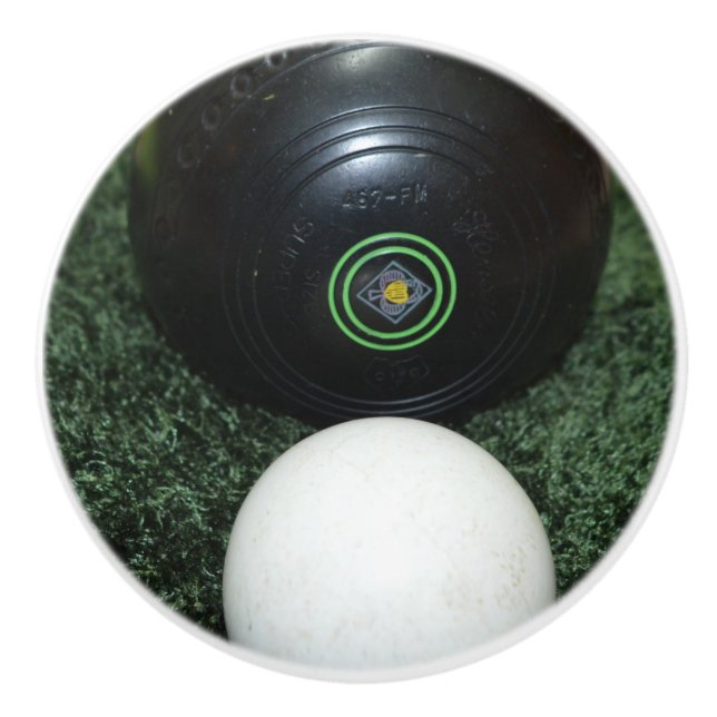 Black Lawn Bowl And Jack, Ceramic Knob (Front)