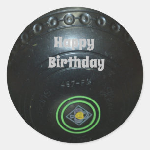 Black Lawn Bowl, Round Birthday Stickers