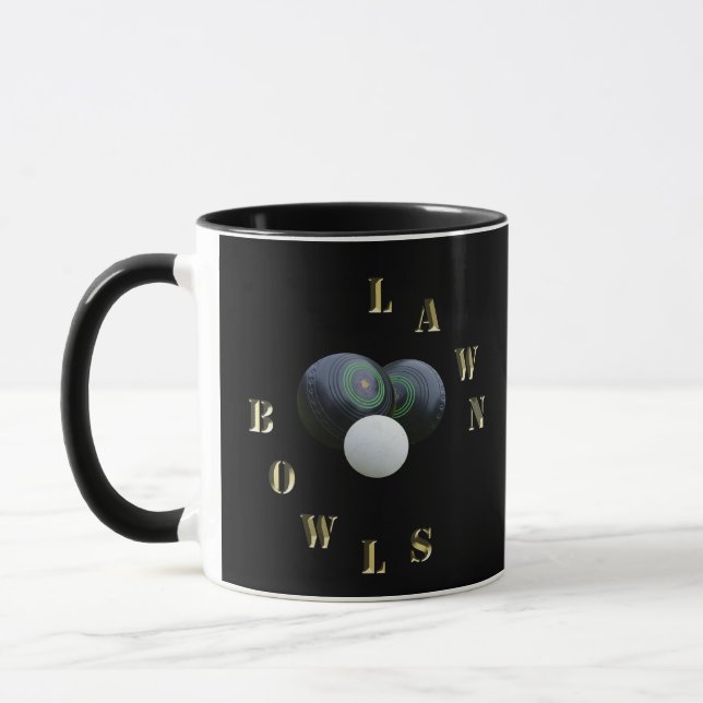 Black Lawn Bowls, Coffee Mug (Left)