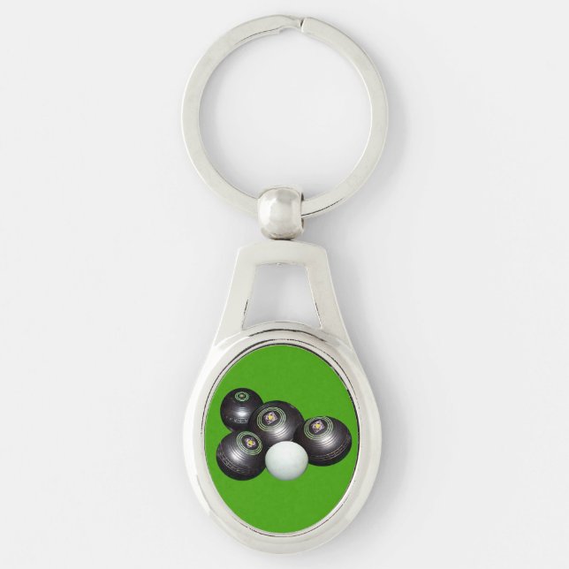 Black Lawn Bowls, Key Ring (Front)