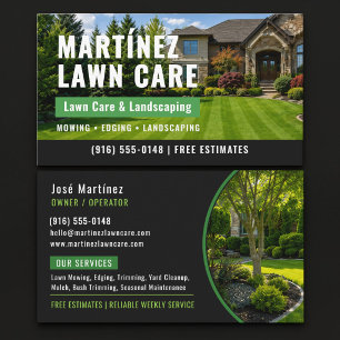Black Lawn Care Landscaping Custom Photo Business Card
