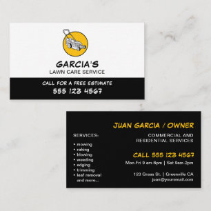 Black Lawn Care Service Professional Business Card