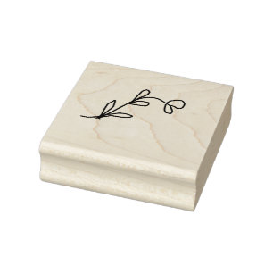 Black leaf floral custom template rubber stamp