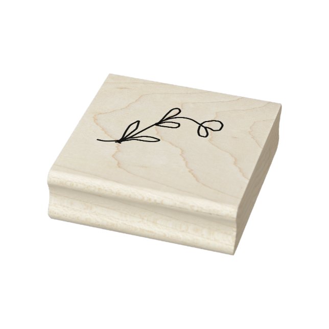 Black leaf floral custom template rubber stamp (Stamp)