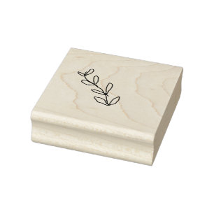 Black leaf floral design template rubber stamp
