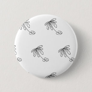 black leaf flower line art abstract design coffee  6 cm round badge