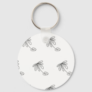 black leaf flower line art abstract design coffee key ring