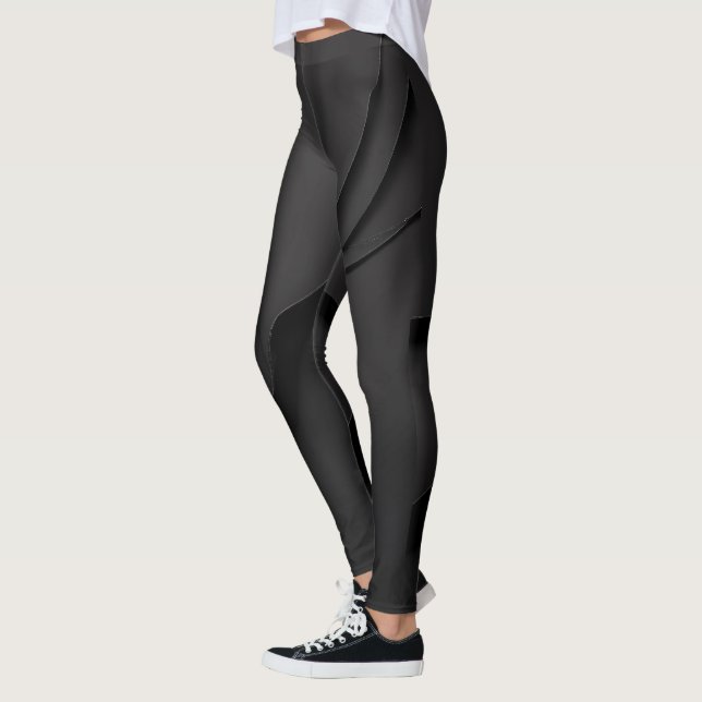 Black Leaf vein Pattern  Leggings (Left)