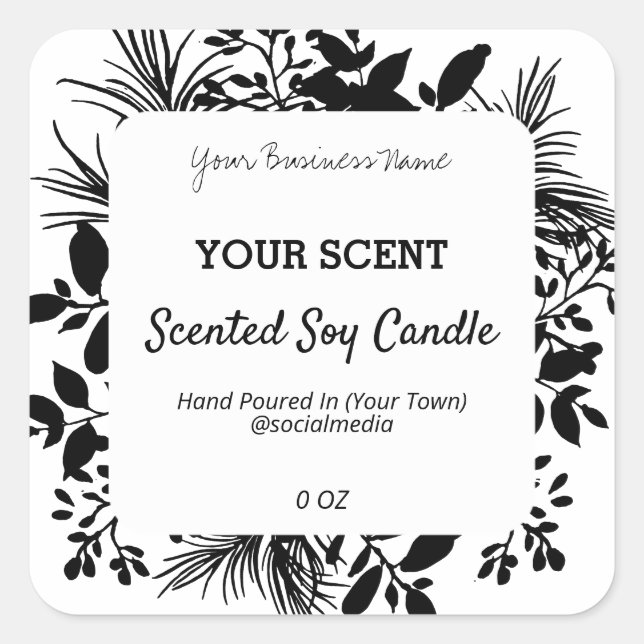 Black Leafy Greenery Product Labels (Front)