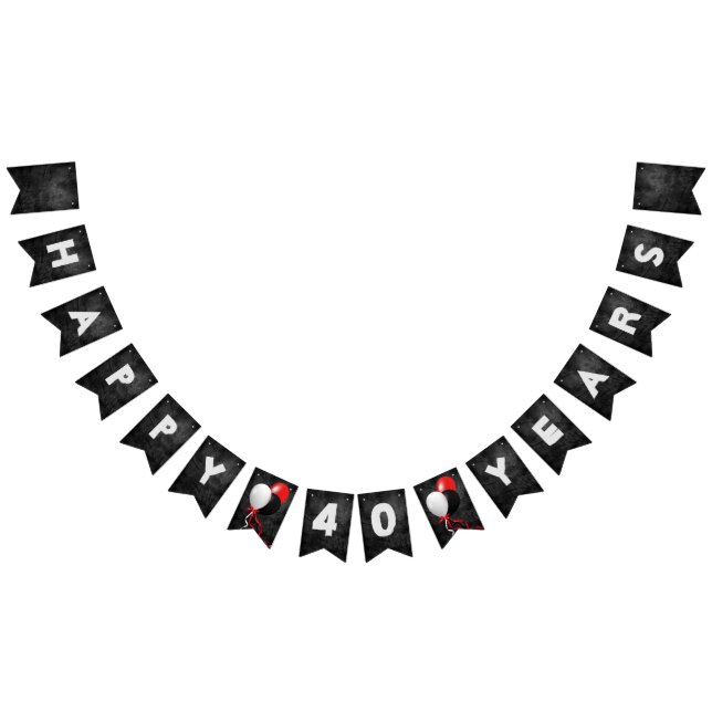 black leather and balloons 40th birthday party bunting  (All)