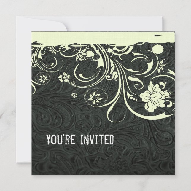 Black Leather and Lace Invitation (Front)