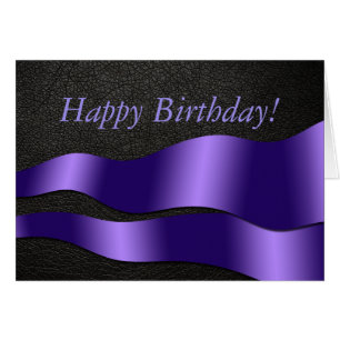 Black Leather and Purple Wave Greeting Card