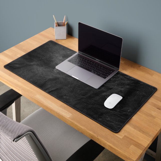 Black Leather Background Desk Mat (Office 2)