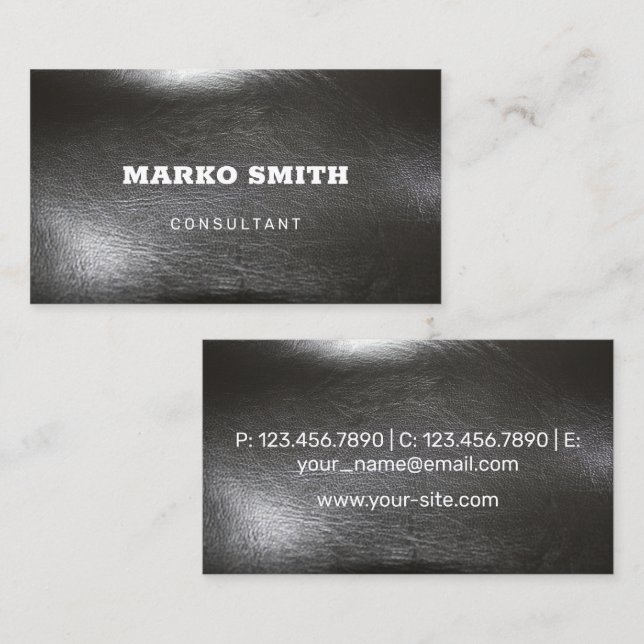 Black leather background elegant business card (Front/Back)
