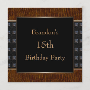 Black Leather Boys Birthday Party Invitation