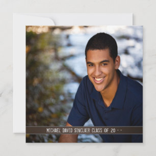 Black Leather Boys Photo Graduation Announcement