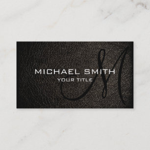 Black leather business card
