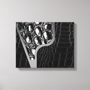 Black Leather Crocodile Texture Canvas Print