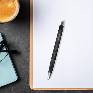 Black leather custom monogram name script