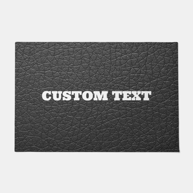 BLACK LEATHER CUSTOM SIGN DOOR MAT (Front)