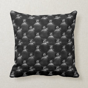 Black Leather Diamonds Glam Glitter Goth Cushion