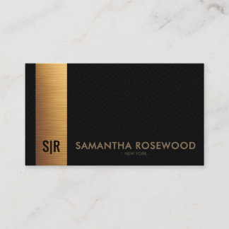 Black Leather & Gold Luxe Business Card