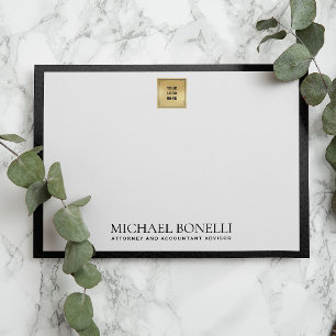 Black Leather Gold SQUARE Logo Name Professional  Card