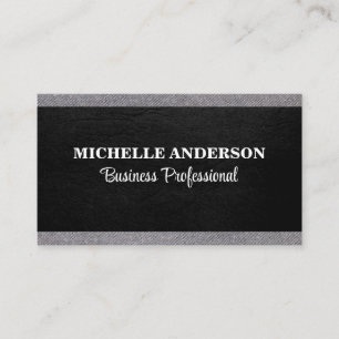 Black Leather   Grey Fabric Trim Business Card