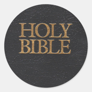 Black Leather Holy Bible Cover Classic Round Sticker
