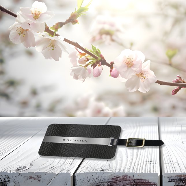 Black Leather Imitation Snakeskin Pattern Custom Luggage Tag (Creator Uploaded)