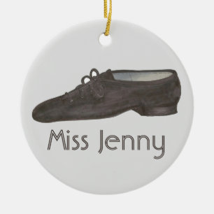 Black Leather Jazz Shoe Dance Teacher Gift Ceramic Tree Decoration