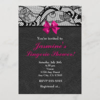 Black Leather & Lace Lingerie Shower Invitation