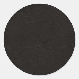 Black Leather Look Classic Round Sticker