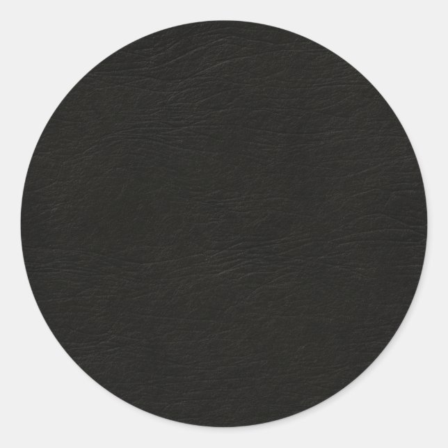 Black Leather Look Classic Round Sticker (Front)