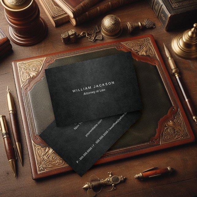 Black Leather Look Euro Business Card (Creator Uploaded)