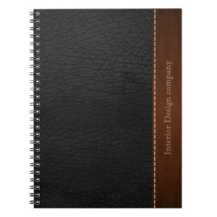 Black leather look notebook
