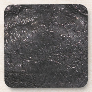 Black Leather-look Textured-effect Cork Coasters