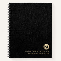 Black Leather Luxury Gold Initial Logo