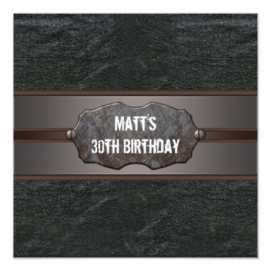 Black Leather Mans 30th Birthday Party Card